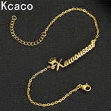 Personalized Stainless Steel Name Bracelet with Crown Charms