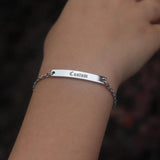 Personalized Name Bar Bracelet Stainless Steel Engraved Adjustable Cuff Bangle