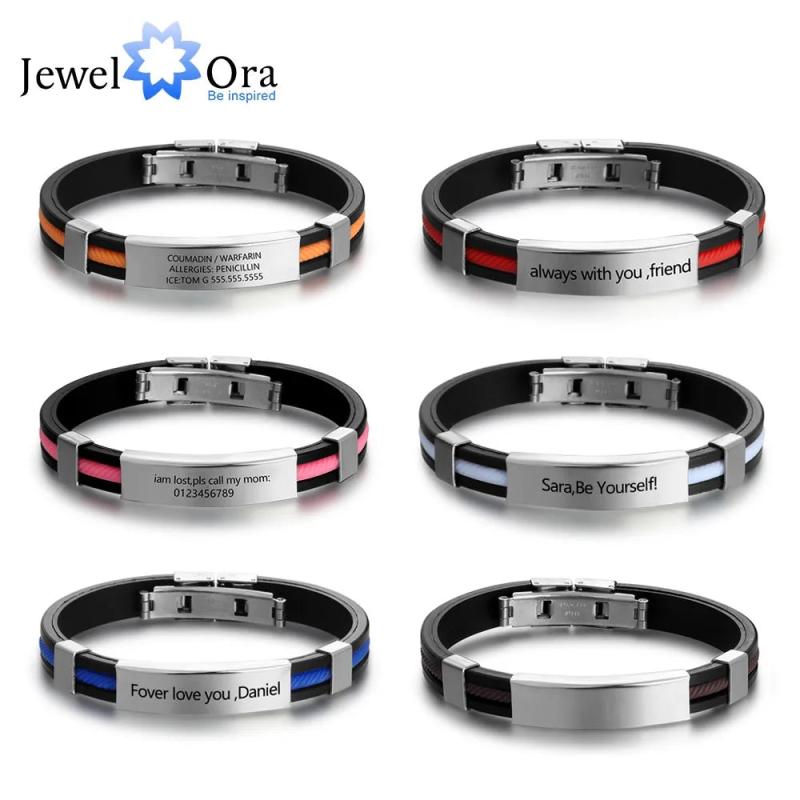 Engraved ID Bracelet Stainless Steel Gift For Father
