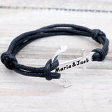 Personalized Anchor Bracelet for Men Engraved Names Wrap Bracelet