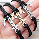 Personalized Anchor Bracelet for Men Engraved Names Wrap Bracelet