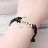 Personalized Anchor Bracelet for Men Engraved Names Wrap Bracelet