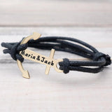 Personalized Anchor Bracelet for Men Engraved Names Wrap Bracelet