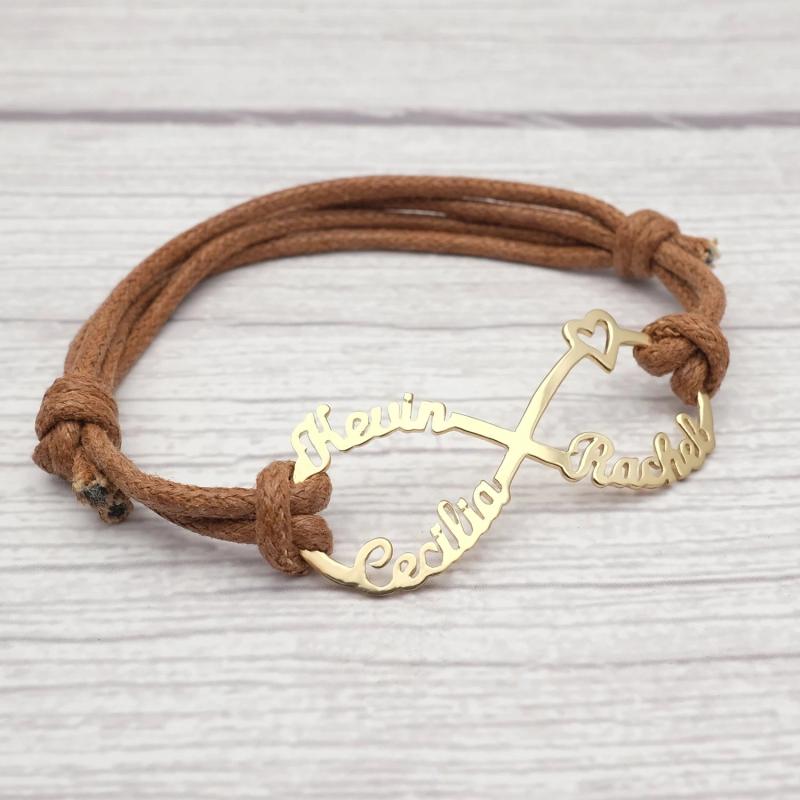 Infinity Bracelets Personalized Names Heart Nameplate Jewelry Couple Gift