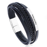 Stylish Multi-layer Leather Stainless Steel Men's Bracelet