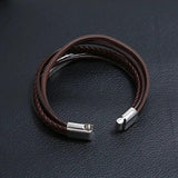 Stylish Multi-layer Leather Stainless Steel Men's Bracelet