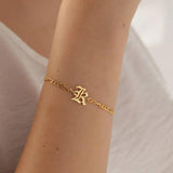 Alphabet Initial Bracelet Stainless Steel Chain Letters Charm Personalized