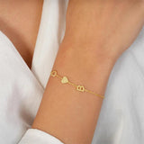 Personalized Initial Letter & Heart Bracelet - Stainless Steel Couple Jewelry
