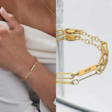 Personalized Name Bracelet Stainless Steel Rectangular Chain Punk Jewelry