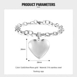 Personalized Heart Charm Bracelet Stainless Steel DIY Jewelry
