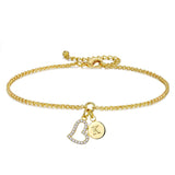 Zircon Heart Bracelet Women Initial Letter A-Z Rhinestone Chain