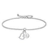 Zircon Heart Bracelet Women Initial Letter A-Z Rhinestone Chain