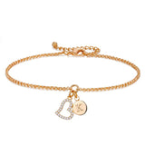 Zircon Heart Bracelet Women Initial Letter A-Z Rhinestone Chain