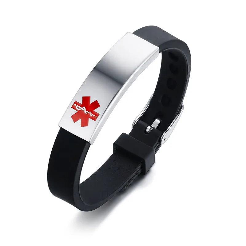 Medical Alert ID Bracelet Stainless Steel Silicone Rudder