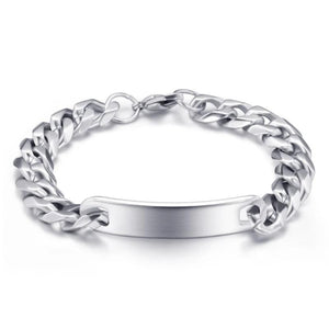 316L Stainless Steel Men's ID Bracelet Clasp Byzantine Chain