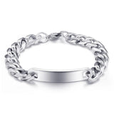 316L Stainless Steel Men's ID Bracelet Clasp Byzantine Chain
