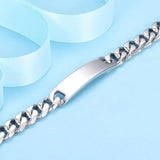 316L Stainless Steel Men's ID Bracelet Clasp Byzantine Chain