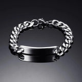 316L Stainless Steel Men's ID Bracelet Clasp Byzantine Chain