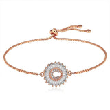 CZ Crystal Letter Bracelet Round Shape Jewelry Alphabet Letters Adjustable
