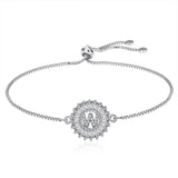 CZ Crystal Letter Bracelet Round Shape Jewelry Alphabet Letters Adjustable