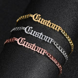 Stainless Steel Chain Name Bracelet Old English Men's Gift