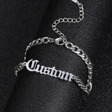 Stainless Steel Chain Name Bracelet Old English Men's Gift