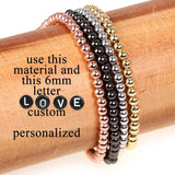 Customizable 4mm Copper Bead Bracelet - Personalized Name Jewelry Gift