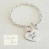 Handwriting Charm Bracelet Personalized Memorial Jewelry Stainless Steel