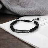 Personalized Stainless Steel Bar Bracelet with Engraving Names