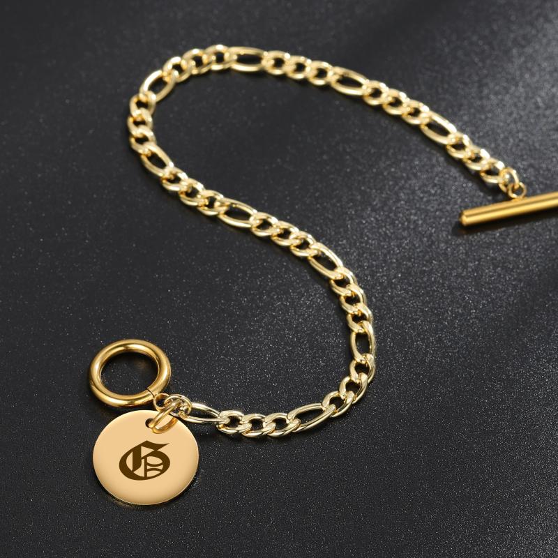 Alloy Knot Heart Name Charm Bangles Bracelets For Women Round Pendant Jewelry