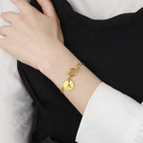Alloy Knot Heart Name Charm Bangles Bracelets For Women Round Pendant Jewelry