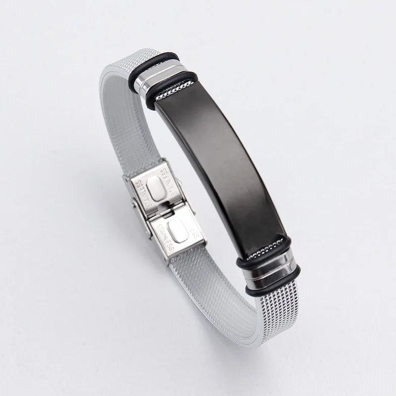 Men's Titanium Steel Mesh Bracelet - Engraved Jewelry