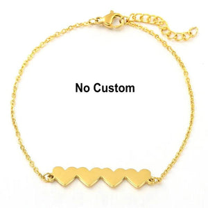 Personalized Name Heart Pendant Bracelets Stainless Steel