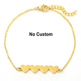 Personalized Name Heart Pendant Bracelets Stainless Steel