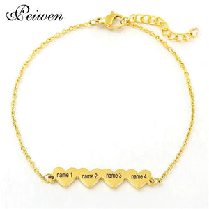 Personalized Name Heart Pendant Bracelets Stainless Steel
