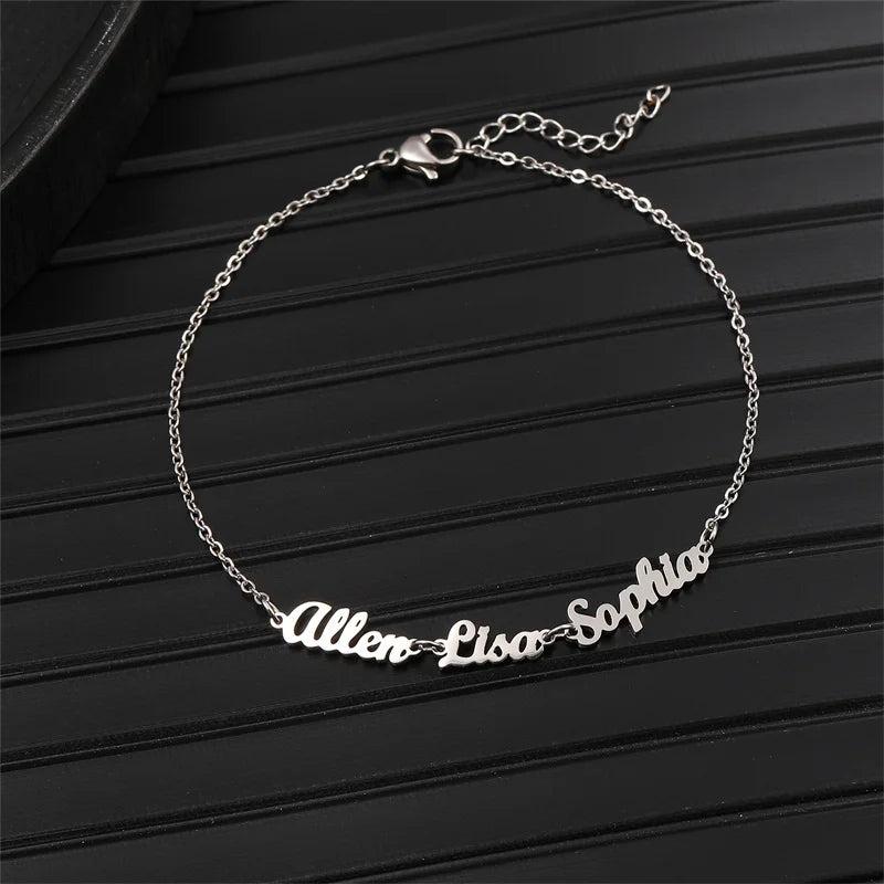 Personalized 3 Name Bracelet Family Bracelets Stainless Steel Jewelry