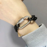 Women's Punk Stainless Steel Thick Chain Bangle Bracelet
