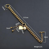Stainless Steel Heart Bracelet Engraved with Name 18K Plating Jewelry