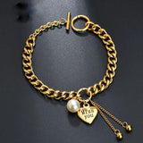 Stainless Steel Heart Bracelet Engraved with Name 18K Plating Jewelry