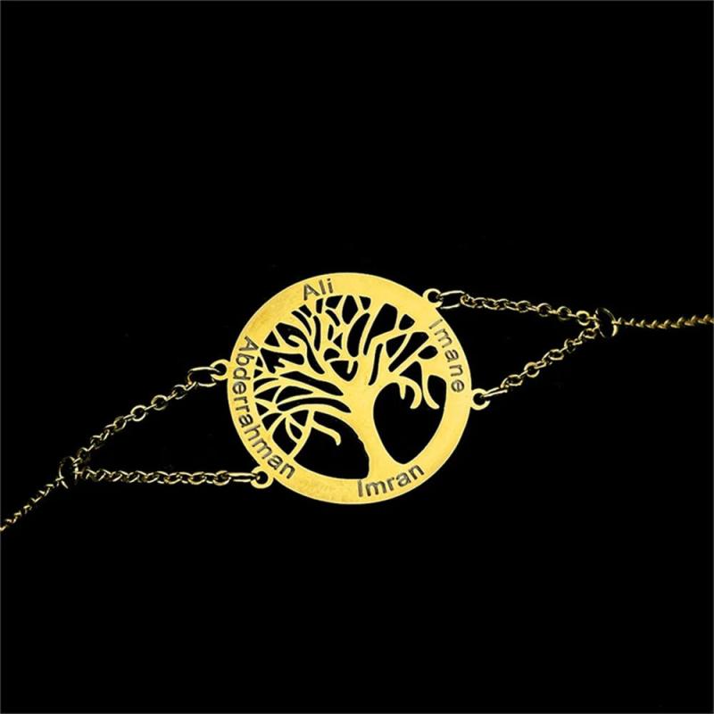Personalized Name Tree of Life Bracelet for Women Stainless Steel Jewelry