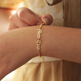Personalized Couples Bracelet Old English Letters Cuban Chain