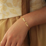 Personalized Couples Bracelet Old English Letters Cuban Chain