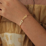 Personalized Couples Bracelet Old English Letters Cuban Chain