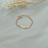 Personalized Couples Bracelet Old English Letters Cuban Chain