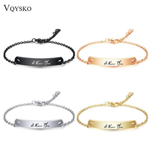 Customize Name ID Bracelet Women Stainless Steel Charm Bracelet