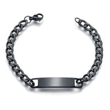 Engraved Nameplate Couple Bracelet Stainless Steel Chain ID Tag Gift