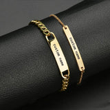 Engraved Nameplate Couple Bracelet Stainless Steel Chain ID Tag Gift