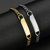 Engraved Nameplate Couple Bracelet Stainless Steel Chain ID Tag Gift