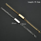 Engraved Nameplate Couple Bracelet Stainless Steel Chain ID Tag Gift