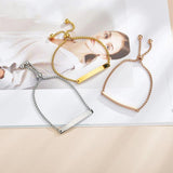 Engraved Nameplate Couple Bracelet Stainless Steel Chain ID Tag Gift